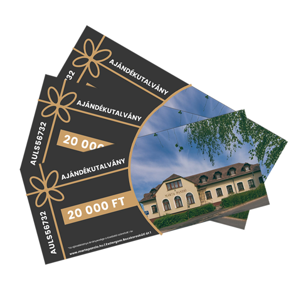 Márta Panzió Esztergom ajándékutalvány. Ajándékozz pihenést.